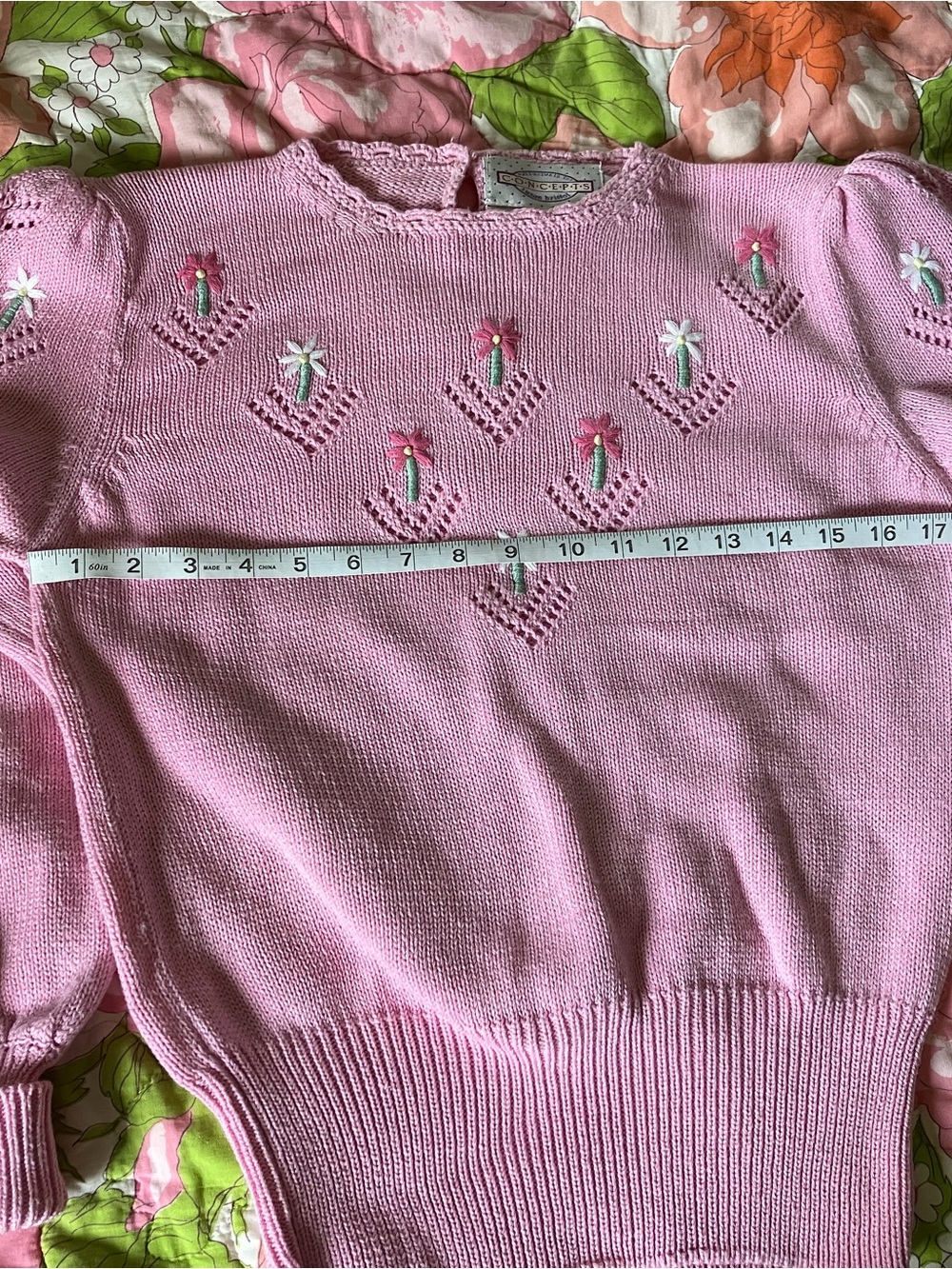 Pink Embroidered Knit Women’s Sweater